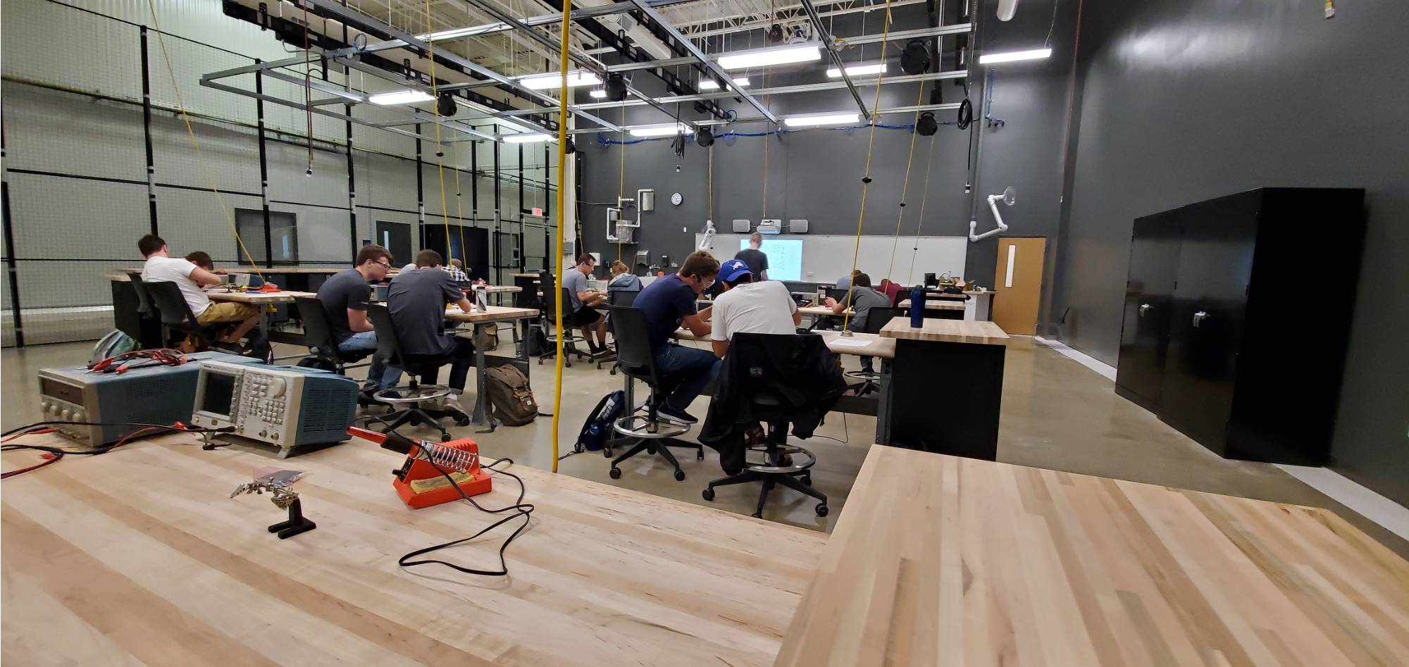 flexible design space set up as a student soldering certification lab